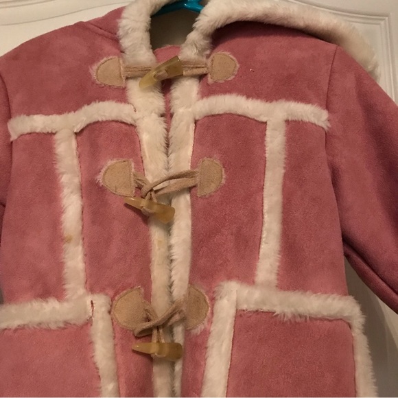 Pink hooded faux shearling coat (size 2) - Picture 6 of 7